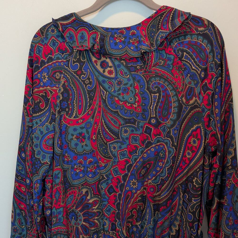 Ralph Lauren Women's Sz 6 Paisley Georgette Long Sleeve Tiered Maxi Dress Ruffle - Picture 4 of 8